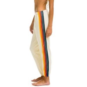 Women’s aviator nation 5 stripe sweatpants in vintage white